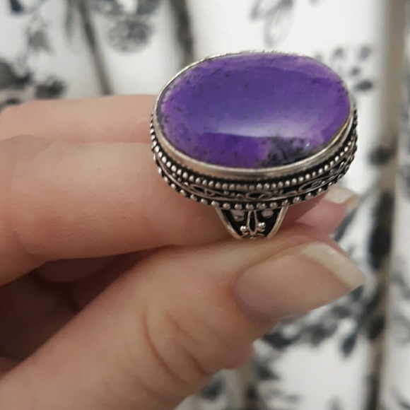 New Unique Dendritic Opal 925 Silver Ring. - Picture 7 of 8